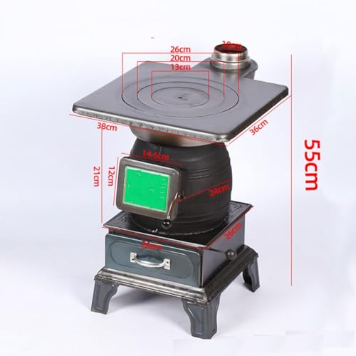 DINGK Holzofen, Brennholzofen, Kohlenstofffeuer aus reinem Gusseisen, Multibrennstofföfen aus Gusseisen, Holzöfen for den Innenbereich, Holzpelletöfen for die Innenheizung – Bild 7