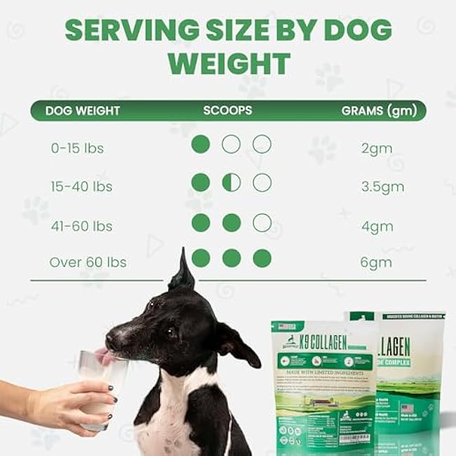 K9 Collagen PEPTIDE Complex W/BIOTIN - Hip & Joint Supplement for Dogs- Supports Healthy Joints, Skin & Coat ¨C Helps in Recovery & Repair¨C 3+ Months Supply - Over 114 Servings!-rC1Nyxbs