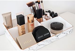 NIKITA Marble Make Up Organiser - Makeup Organiser Storage - Perfume, Make-up or Skincare Organiser Drawer for Dressing Table - Acrylic Beauty Storage Organizer - Cosmetic Organiser (Rose Gold)