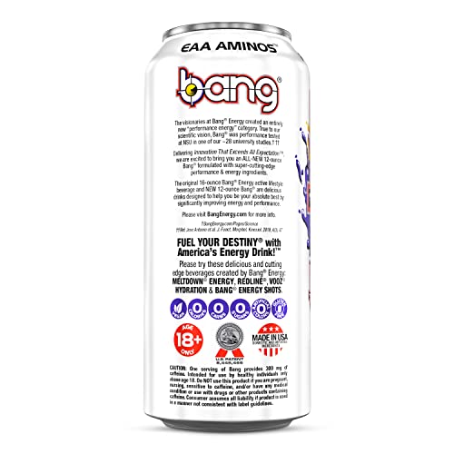 Bang Energy Nectarine Blueberry, Sugar-Free Energy Drink, 16-Ounce (Pack of 12)