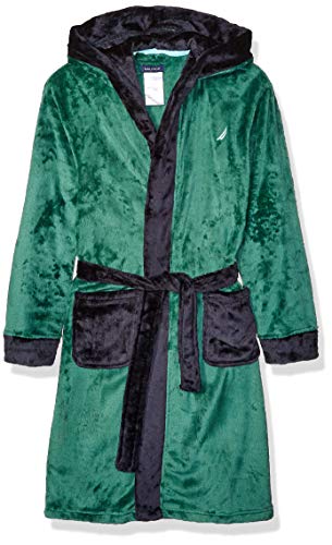 Nautica Boys' Big Velvet Fleece Robe, Green, XS
