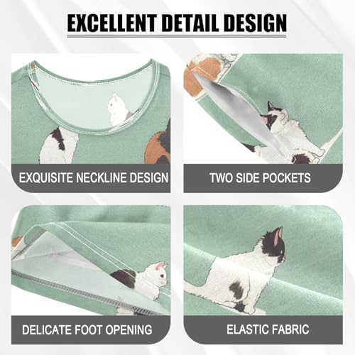 senya Cute Cat Various Summer Pajamas Set Short Cotton Sleepwear 2 Piece4