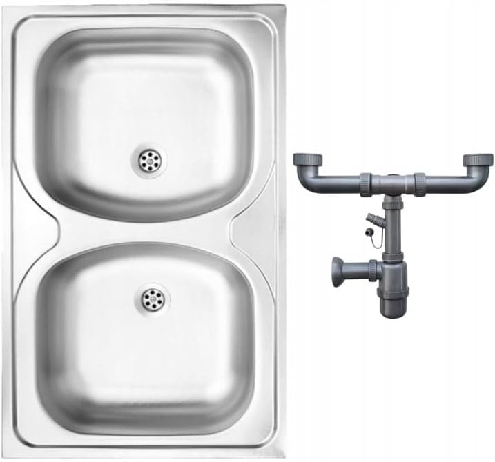 DomoDomo - Fregadero cocina 2 senos 80x50 cm satinado - fregadero...