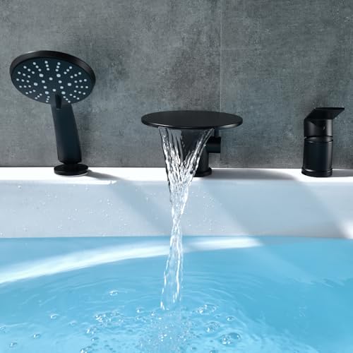 Mitigeur bain-douche 3 trous noir en acier inoxydable pour baignoire moderne - 8