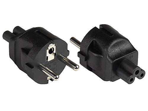Good Connections® Stromadapter - Schutzkontakt-Stecker Typ E+F (CEE 7/7, gerade) an Kleeblatt-Buchse C5 (gerade) - Netzadapter/Steckdosenadapter/Netzleitungsadapter - SCHWARZ, PA-0005S