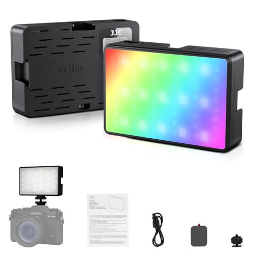 Image of JJC RGB Video Light, 360Full Color 24 Effects 2600mAh Rechargeable 2500-8500K Magnetic LED Camera Light, 1 /4 inch Screw Mount Cold Shoe Light, Portable Light for Photography Video Streaming