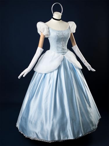 Disfraz completo princesa azul satinado talla M miniatura 6