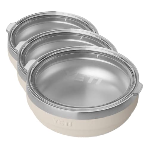 Image of YETI Rambler Low Bowl, Vacuum Insulated, Stackable and Nestable Stainless Steel Bowl with Lid, 0.7 Quart, Cape Taupe (Pack of 3)