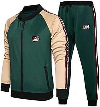 FTCayanz Men's Athletic Tracksuits Activewear Full-Zip Sport Set Casual Jogging Sweat Suit Army Green M