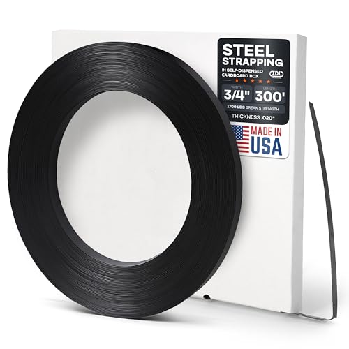 Image of IDL Packaging 3 /4 inch x .020 inch x 300' Steel Strapping Coil (1700 Lbs Break Strength) in Self-Dispensed Сardboard Box - Portable Strong Banding with Superior Cut-Resistance - Heavy Pallet Strapping