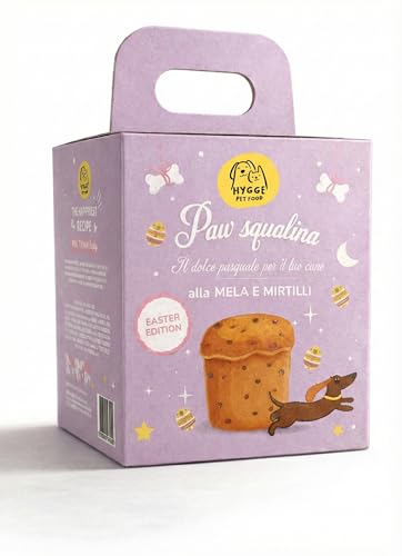 HYGGE PET FOOD Paw Squalina – Dolce di Pasqua per Cani alla Mela e Mirtilli | Colomba per Cani Easter Edition | Snack Naturale e Gustoso | Idea Regalo Pasqua Cane | Senza Sottoprodotti – 150g