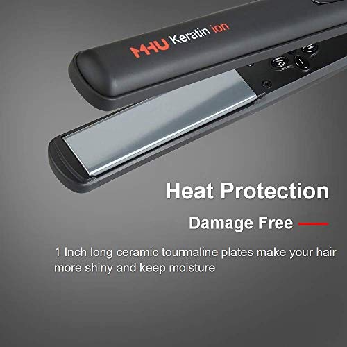 Mhu Professional Salon Flat Iron With 1 Inch Plate Ceramic Tourmaline Ionic Hair Straightener And Curler Auto Shut Off #TOP6