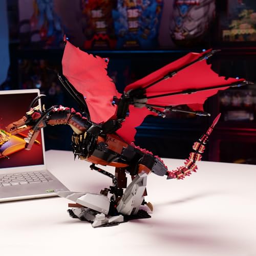 Image of QFJ Ideas fire Dragon Building Set,Compatible with Mainstream Brands Adults Collectible MOC Dragon Model STEM Toy for Fans Home Decor,Creative Gift for Kids Boys & Girls 8-16 (1018 PCS)