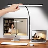 LED Desk Lamp for Office Home, Stepless Dimming Architect Desk Light with DC Adapter, Eye-Caring Desk Lamp with Clamp, 25 Lighting Modes Adjustable 12.8in Flexible Gooseneck for Workbench, Drafting