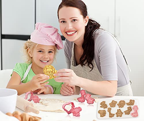 Animal Cookie Cutters With Plunger Stamps Set,8 Piece 3D Animal Embossing Cutters For Biscuit Fondant Cheese Baking Molds