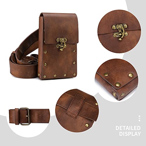 Sacoche de hanche steampunk haut de gamme en similicuir robuste et détails métalliques - 4