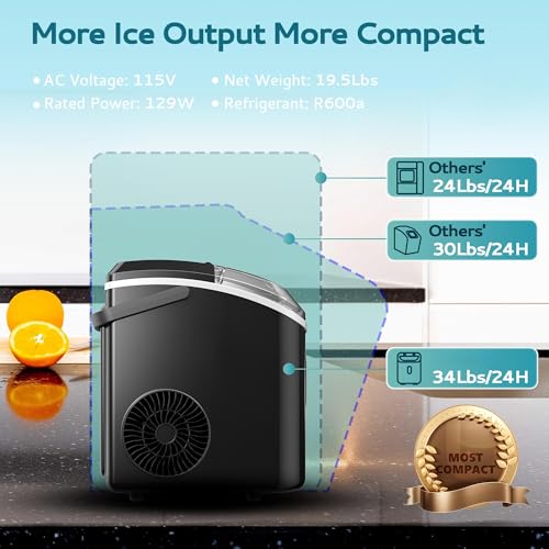 Máquina de hielo nugget 34 lb compacta y portátil miniatura 3