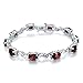 LP LOHASPIE Schwarze Granat-Armbänder für Frauen Mädchen Massives 925er Sterlingsilber Fassung 10 Körner Kissenform Schliff Natürlicher Edelstein Rhodiniert Modestil Feiner Schmuck (Rot)