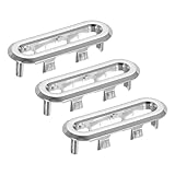 PATIKIL Sink Trim Overflow Cover, 3Pcs 2x0.7 Inch Oval Sink Overflow Rings Basin Drain Cover Hole Insert in Caps for Kitchen Bathroom, Silver