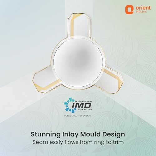 Image of Orient Electric 1200 mm Mozart ceiling fan| Designer fan with seamless ring to trim design | Anti-rust Aluminium blades| Decorative Inlay Mould Design | 5-years warranty | Minimalist Geometric White