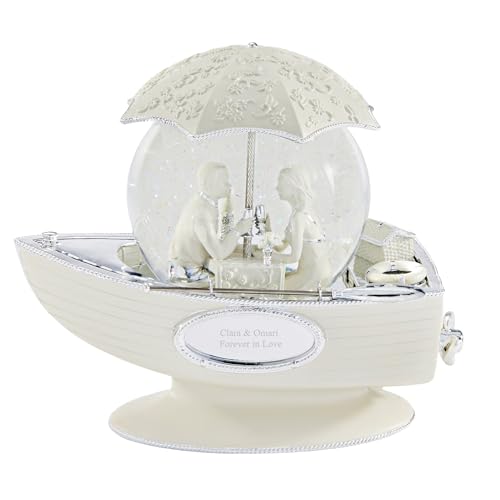 Things Remembered Engraved Together Forever Love Boat Musical Snow Globe (Free Customization) - Plays What a Wonderful World Music