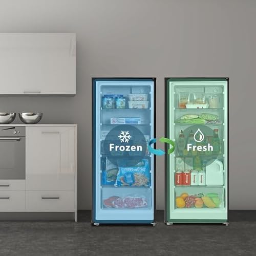 Modern Upright Freezer, Reversible Door Hinge, Removable Shelves - 7.1 Cu Ft Capacity (Stainless Steel) on Fridge.com - View 4