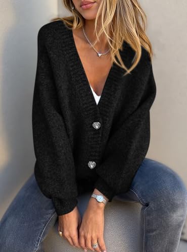 PRETTYGARDEN Cardigan Sweaters for Women Trendy Fall 2025 Long Sleeve Button Down Oversized Chunky Knit Sweater Outerwear