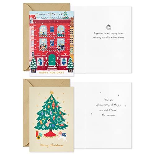 Hallmark Cartões de Natal em caixa sortidos, feriados vintage (6 desenhos, 36 cartões com envelopes)