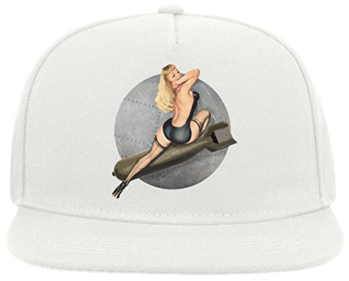 Casquette pin-up girls blanche snapback militaire vintage visière plate 5 panneaux