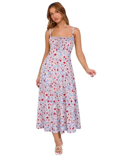 Image of YIOYOLA Corset Dress for Women Casual Tea Party Summer Wedding Guest Flowy Midi Sundress