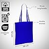 Wonky Line Premium Cotton Tote Bag, Eco-Friendly Shopping Bag, 100% Cotton Canvas, Reusable Grocery Cloth Bag, Extra Strong Long Handle Double Stitched Ideal for Printing (Blue) #4