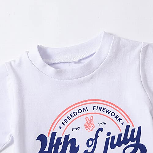 Beziun Conjunto infantil de estampa do Dia da Independência Conjunto de algodão de manga curta Conju