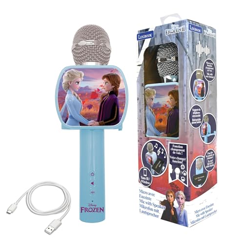 Micro Bluetooth Reine Des Neiges 2 – Elsa/Anna/Olaf, 3 Effets Vocaux, Haut-parleur 3W, Batterie 4h, Support Téléphone