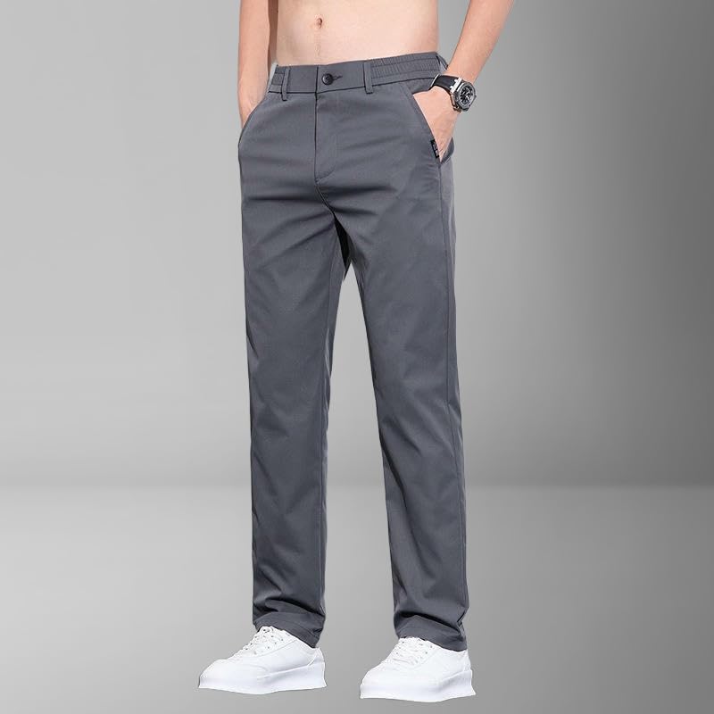 Men's Summer Thin Loose Straight Elastic Waist Zipper Casual Pants3