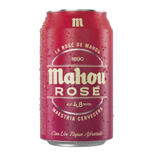 Mahou Rosè, Cerveza Lata de 33 cl, Cerveza Con Toque Afrutado, Sabor Suave y Extra Refrescante, 4.8% Volumen de Alcohol