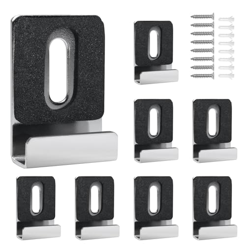Image of 8 Packs Metal Mirror Holder Clips, Silver, with Rubber Pads | 1 /4 inch Heavy Duty, Mirror Hanging Kit, With Screws, Billboard Display