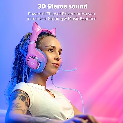 Casque de jeu avec son surround et micro rotatif pour PC et PS5 - 5