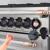 5 + 1 Packs Stove Knob Safety Covers for Child, Childproof Oven Door Lock, Baby Proofing Kitchen Gas Range Oven Knobs Locks, Black