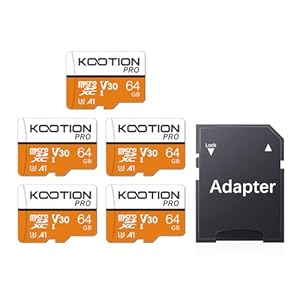 KOOTION Micro SD Karte 64 GB 5 Stück U3 Speicherkarte Bis zu 100 MB/s MicroSDXC Card Mini SD Karte U3 UHS-I Memory Karte(A1 V30 4K) Micro SD Card 64G Memory Card mit SD Adapter