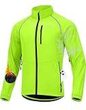 Men's Winter Cycling Jackets Thermal Warm Water Resistant Bike Running Windproof Fleece Cold Weather Mountain Biking Bicycle Riding Gear(Fluorescent Yellow,M)