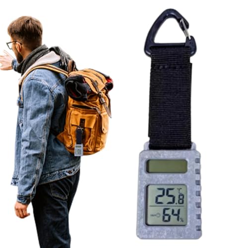 Higrómetro de viaje digital y portátil con panel solar para actividades al aire libre