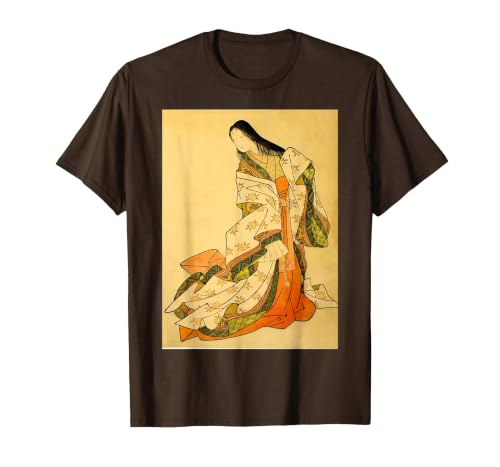 ONO no Komachi The Poetess Japanese Poem Writer Waka Poet T-Shirt, Men, Brown, Large