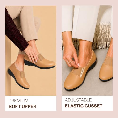 Image of FAUSTO Women Classic Formal Slip On Shoes | Platform Heel Shoe for Office Meeting Events | Easy Pull On Shoes with All Day Comfort