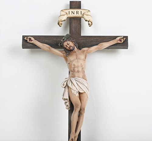 BC Katholisches Kruzifix, Wandkreuz, 40,6 cm, Jesus Christus, Innendekoration, religiöses Sammlerstück, Geschenke, Renaissance-Skulptur, handgefertigt von Buildclassic