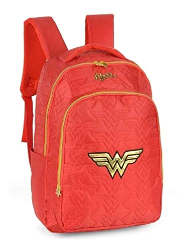 Mochila Escolar Notebook Mulher Maravilha Ww Oficial Dc Cor:Vermelho