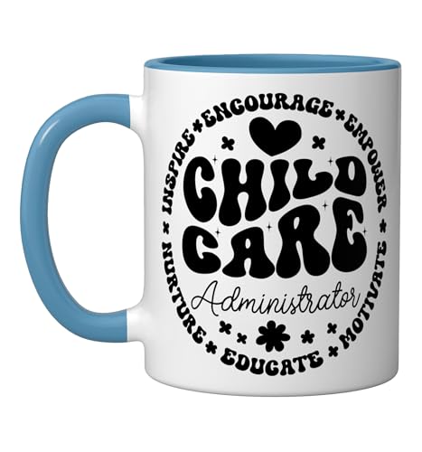 Childcare Administrator Daycare Crew School Provider Teacher Ceramic Mug, Blue/White