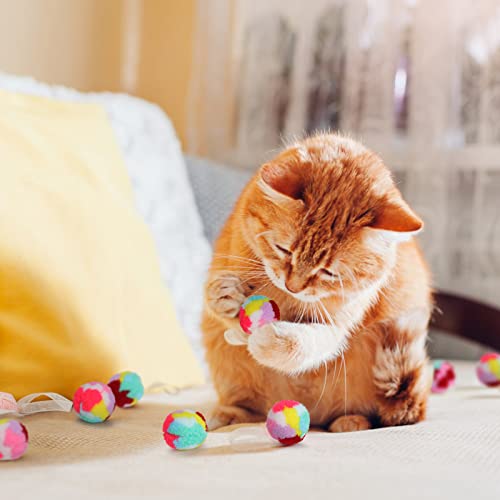 Waenerec 20Pcs Cat Ball Toy Cute Rainbow Yarn Puff Balls Fun Kitty Fuzzy Balls Small Cat Pom Pom Balls Toys For Indoor Cats Interactive Soft Quiet Cat Toy Balls #TOP5