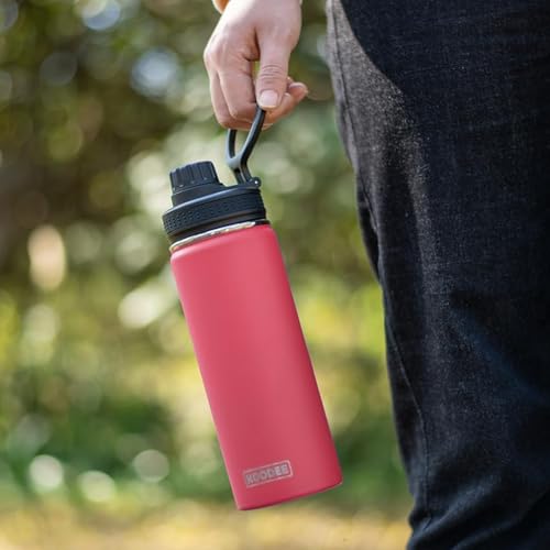 Image of koodee Insulated Water Bottle, 18oz Stainless Steel Double Wall Vacuum Wide Mouth Sport Bottle with Leakproof Spout Lid (Pink Red)