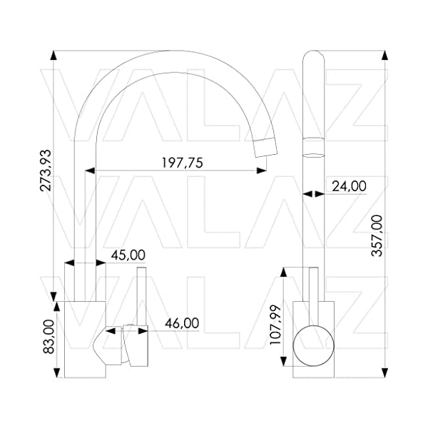 VALAZ Robinet Cuisine Evier | Robinet Mitigeur 360° Swivel, Haute Pression, Economie d'Eau | Installation Facile et Rapide | Laiton, Acier Inoxydable, Chromé, Série Misisipi