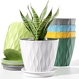 Pure Whimsy 4 Inch Plant Pots with Drainage Holes, 6 Set Plastic Indoor Flower Pots, Succulent Pots for Orchids, Violets, Succulents, Herbs, and Other Small Plant, 6 Colors